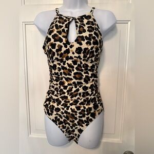 Ellen Tracy Leopard Print One Piece Swimsuit